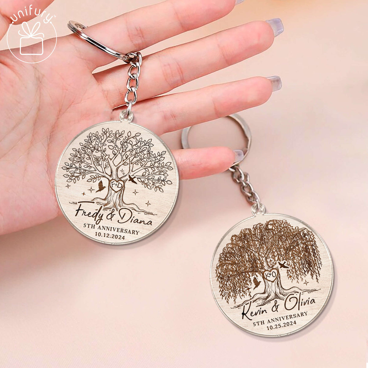 Anniversary Tree Custom Shape Acrylic Keychain