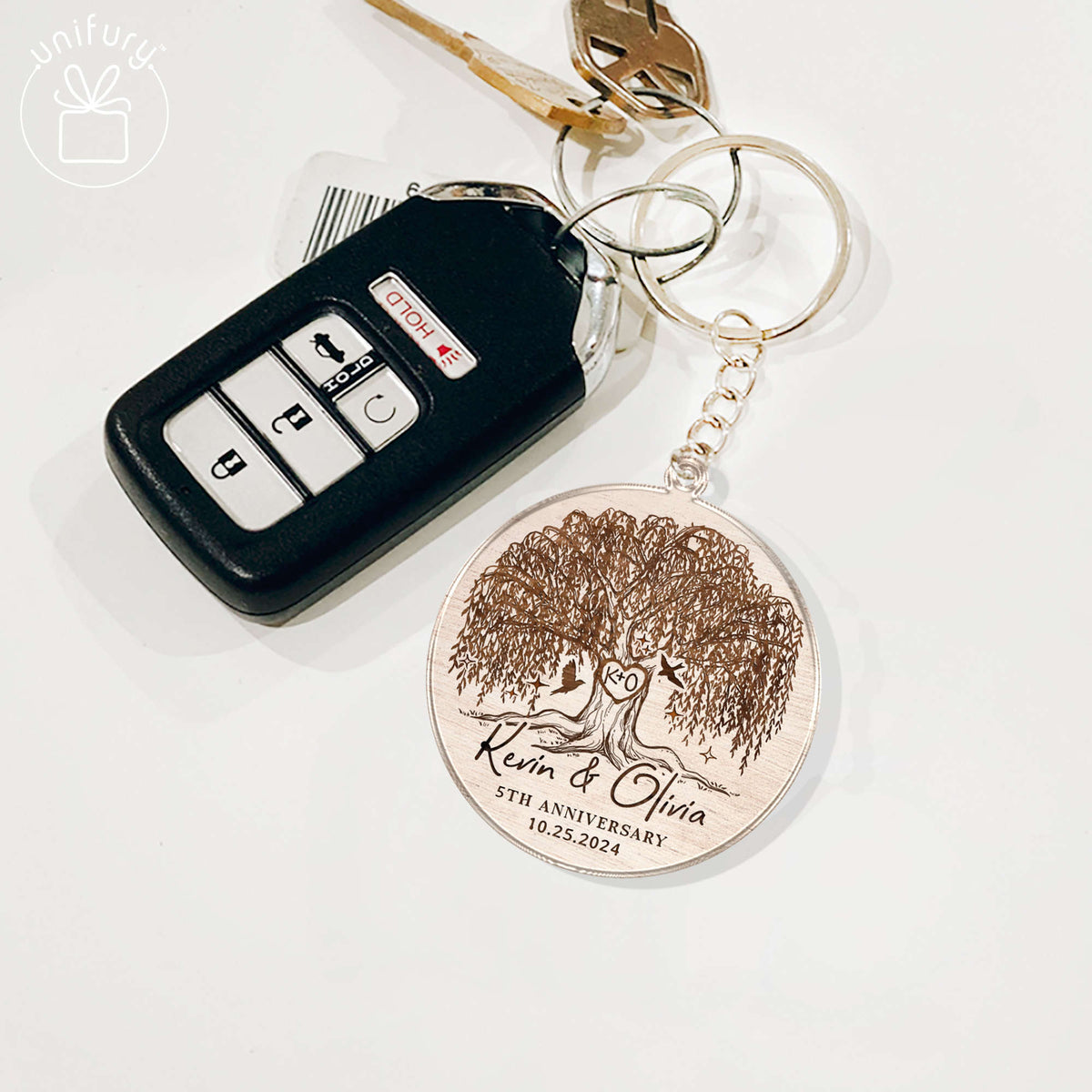 Anniversary Tree Custom Shape Acrylic Keychain