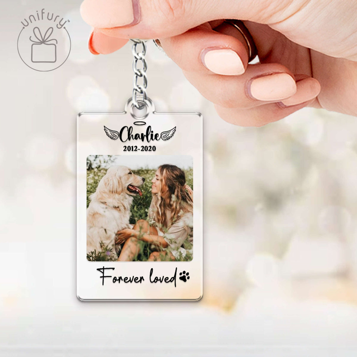 Dog Cat Photo Couple Transparent Acrylic Keychain