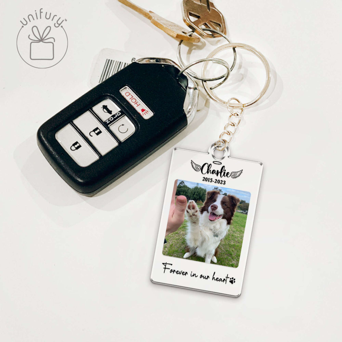 Dog Cat Photo Couple Transparent Acrylic Keychain