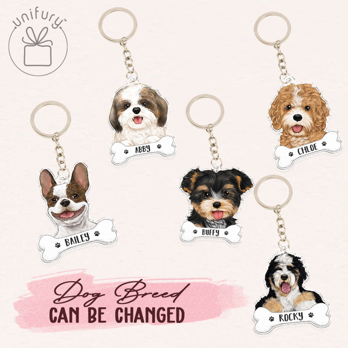 Custom Dog Cartoon Transparent Acrylic Keychain For Dog Lovers