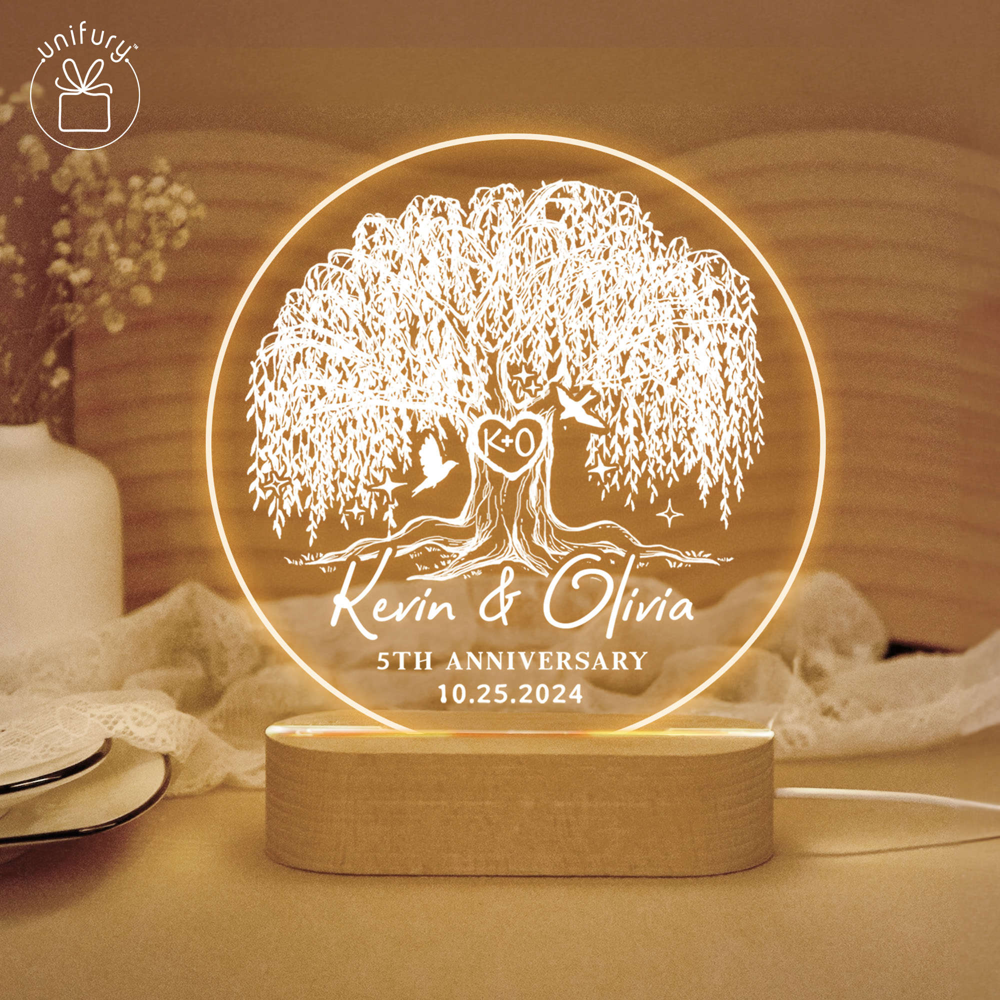 Tree Led Night Light Personalized Anniversary Tree LED Night Light - Unifury