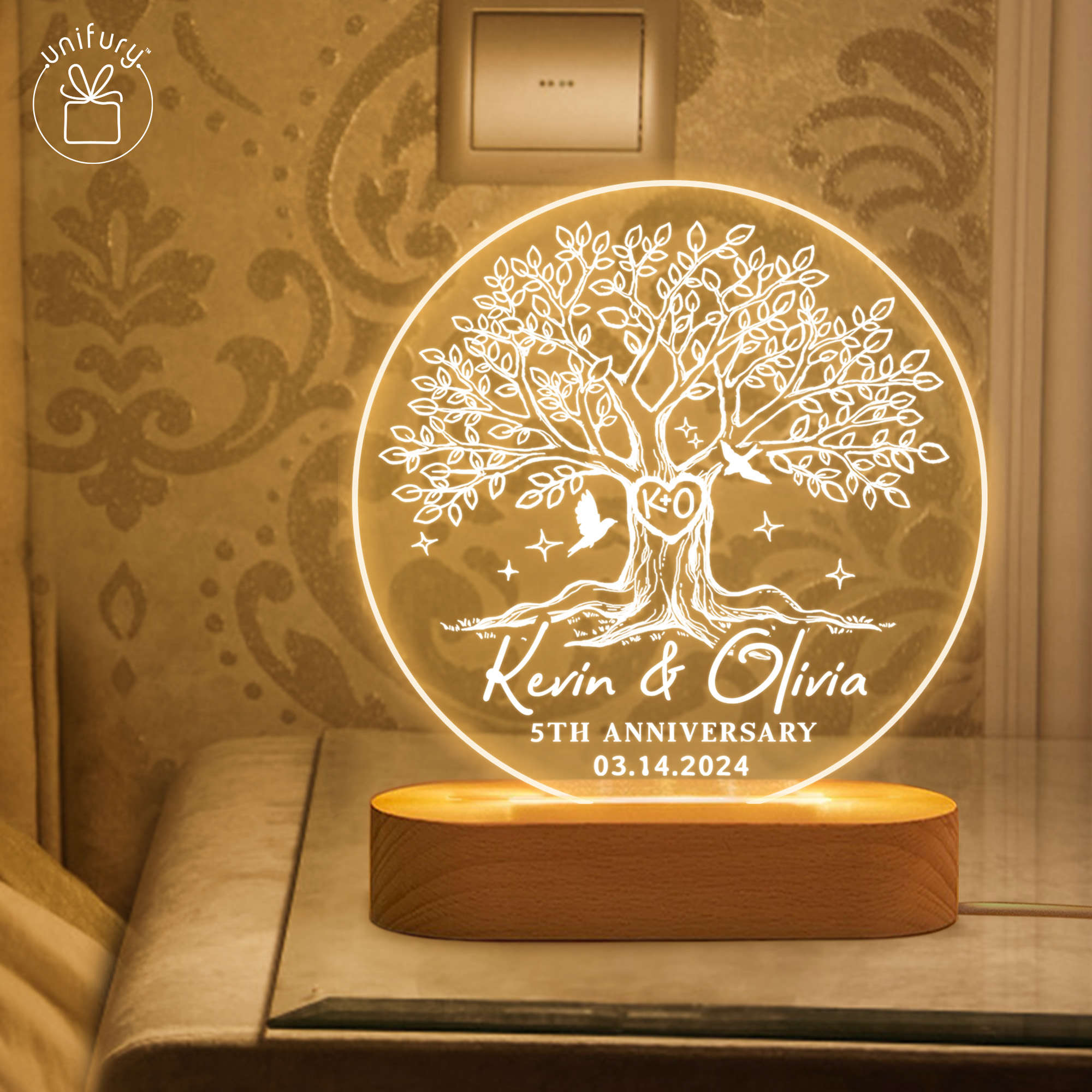 Tree Led Night Light Personalized Anniversary Tree LED Night Light - Unifury