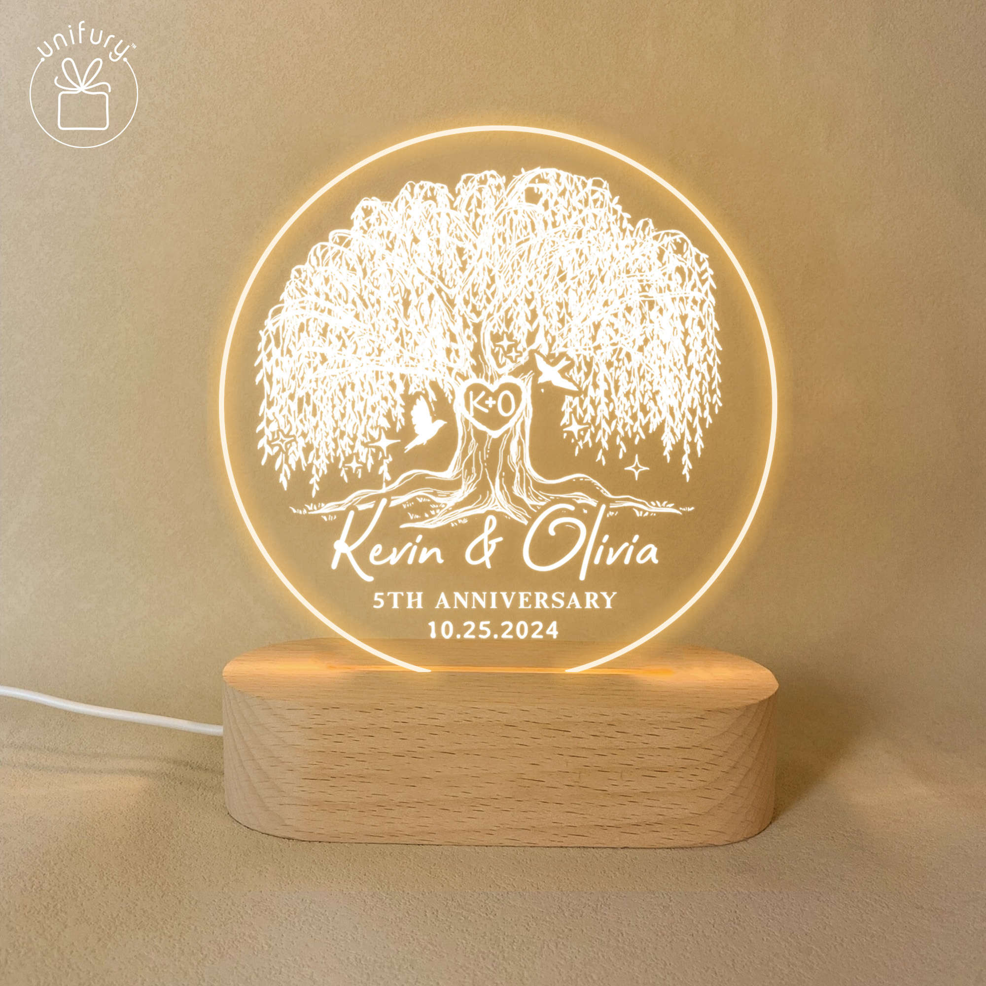 Tree Led Night Light Personalized Anniversary Tree LED Night Light - Unifury