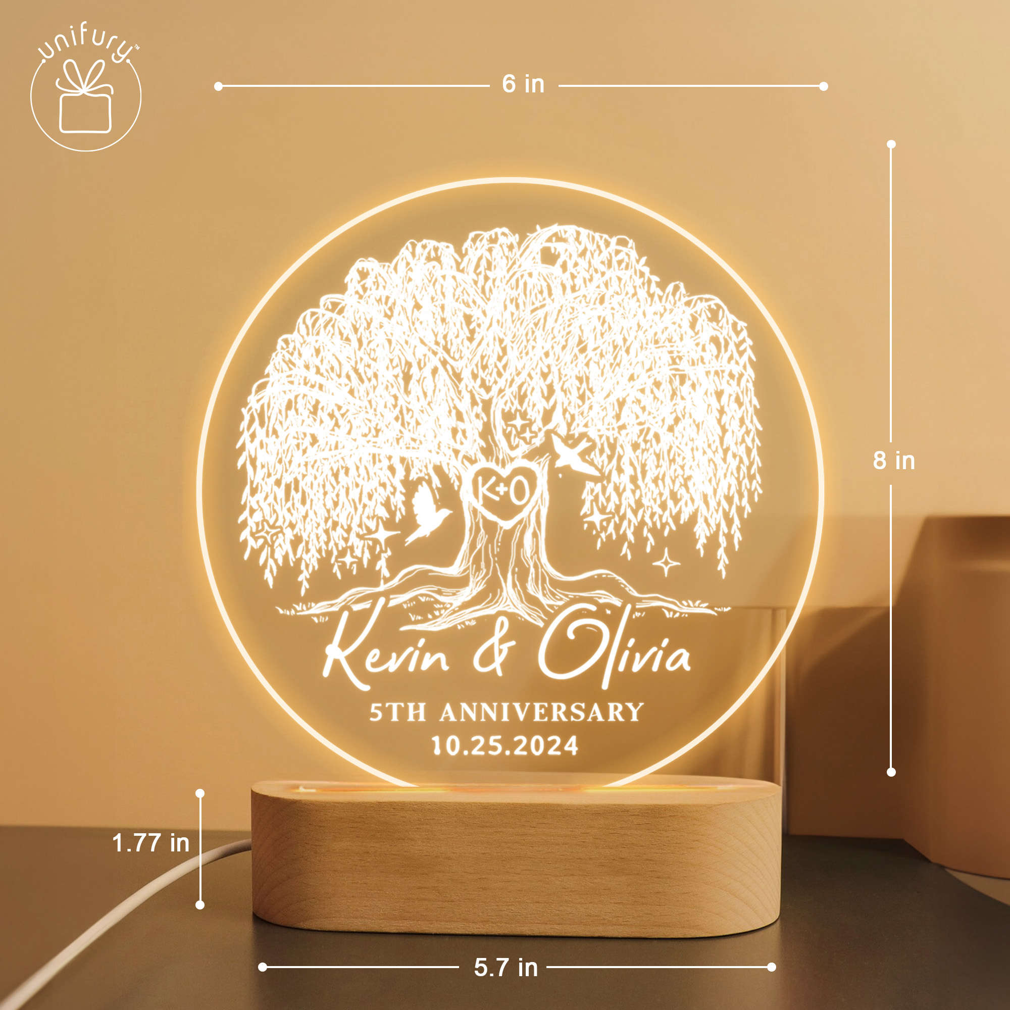 Tree Led Night Light Personalized Anniversary Tree LED Night Light - Unifury