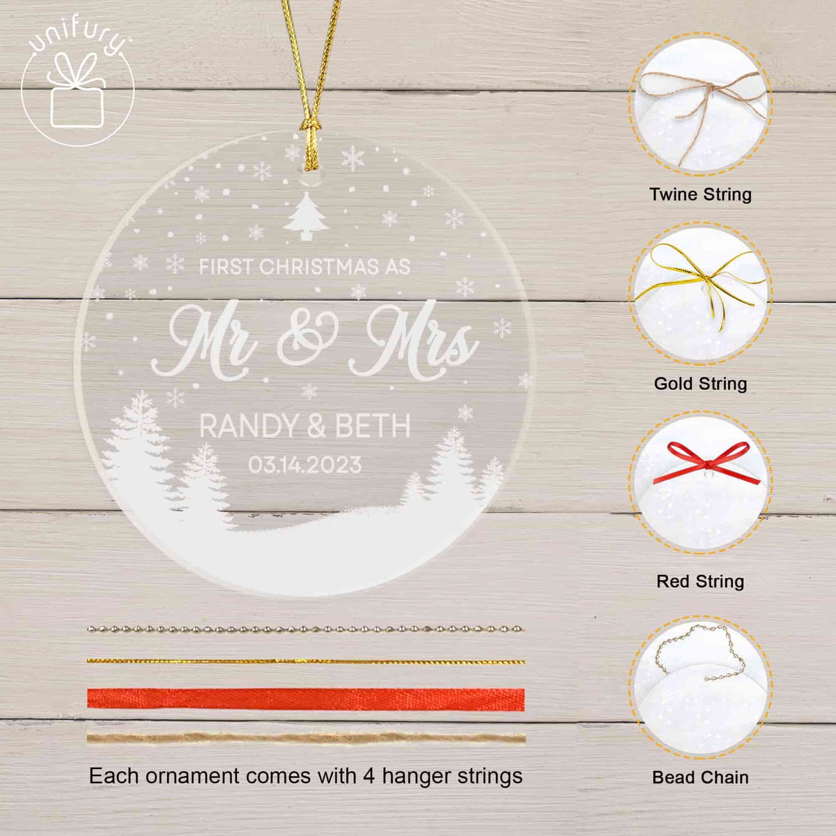 Our First Christmas Married Acrylic Custom Shape Ornament