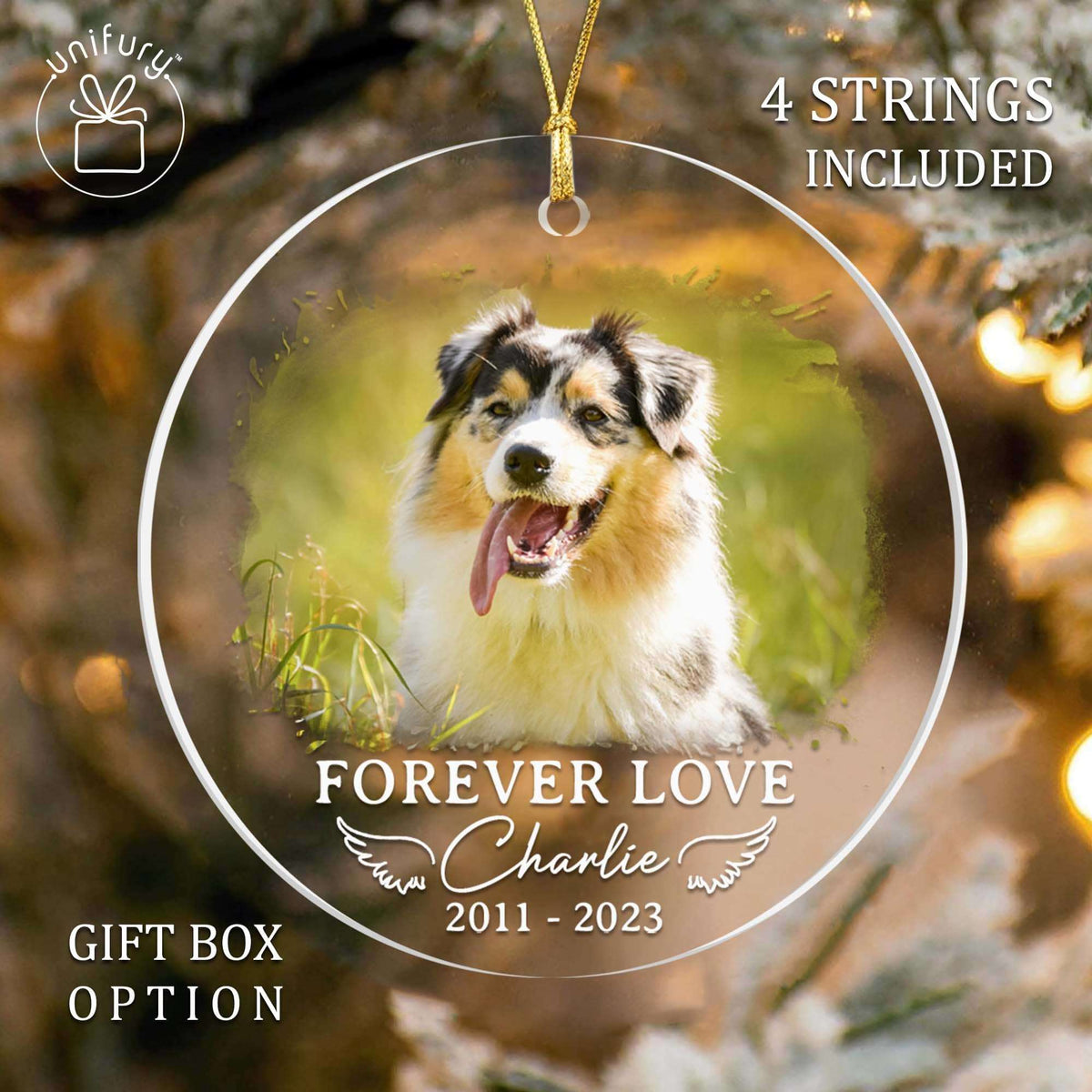 Forever Loved Dog Photo Custom Shape Acrylic Ornament