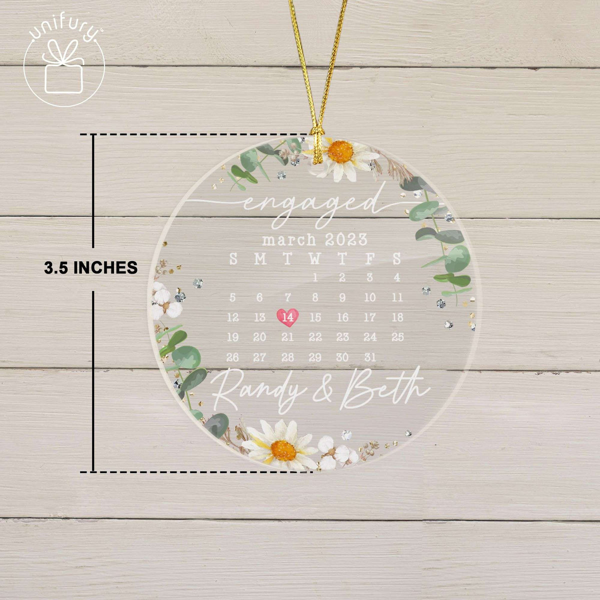 Engaged Custom Shape Acrylic Ornament Floral Calendar