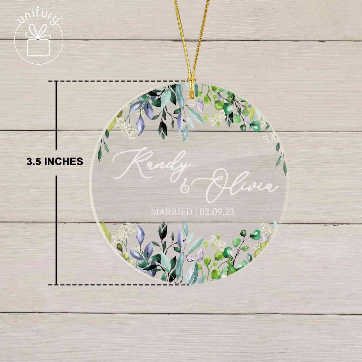 Personalized Our First Married Wedding Leaves Acrylic Ornament