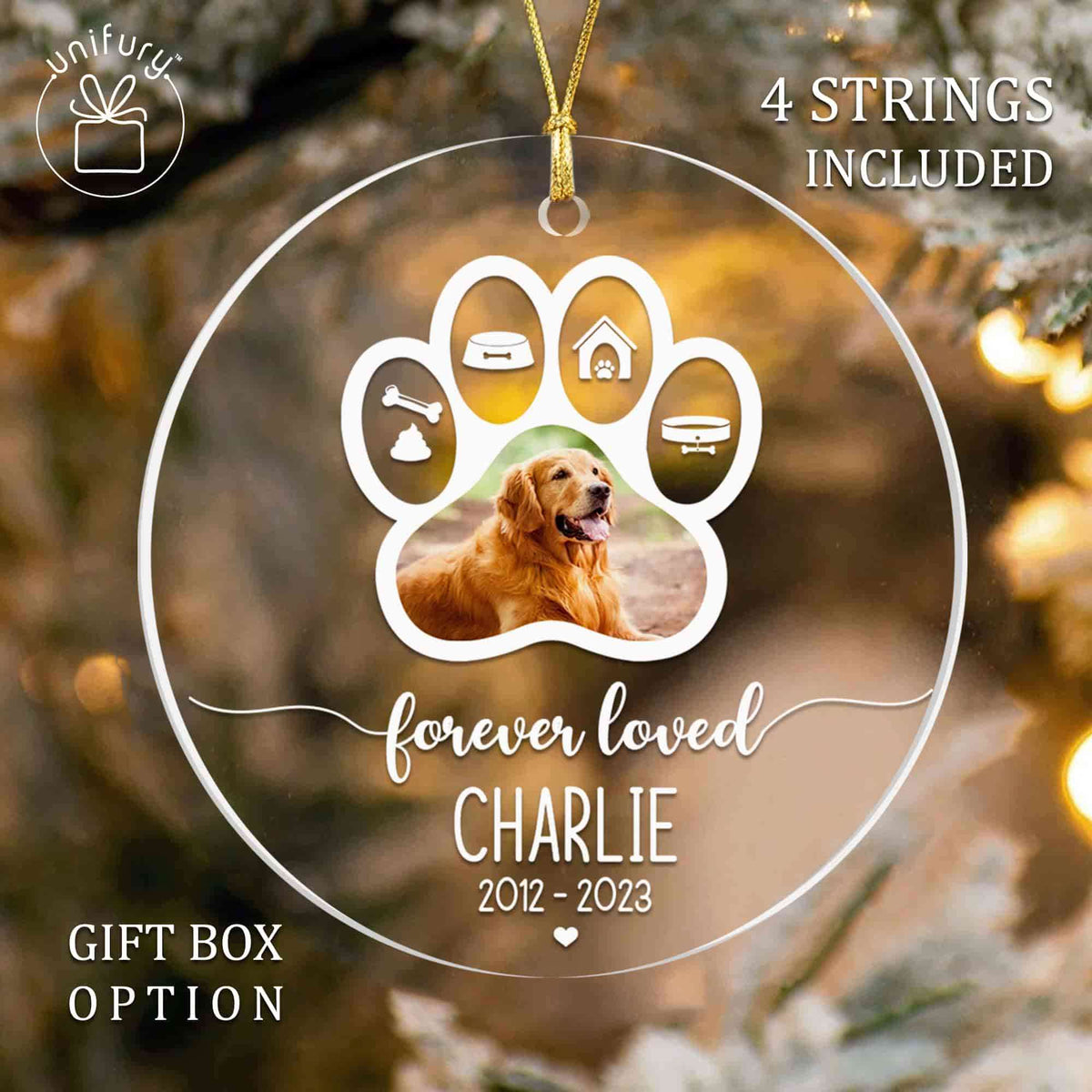 Acrylic Photo Ornament Dog Memorial Dog Lovers Custom Shape