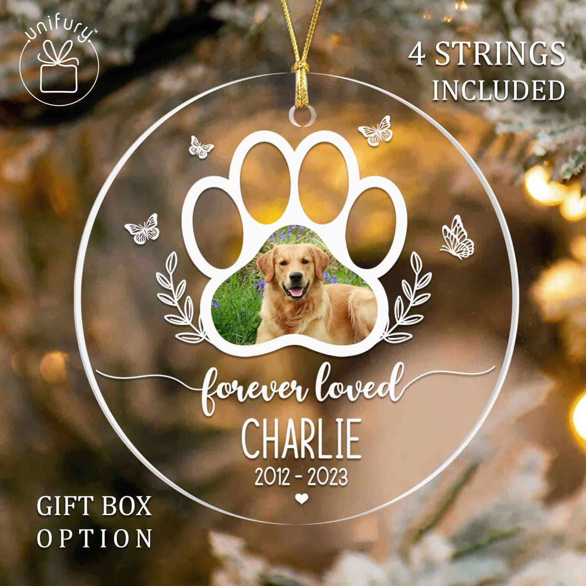 Acrylic Ornament Photo Dog Memorial Dog Lovers Custom Shape