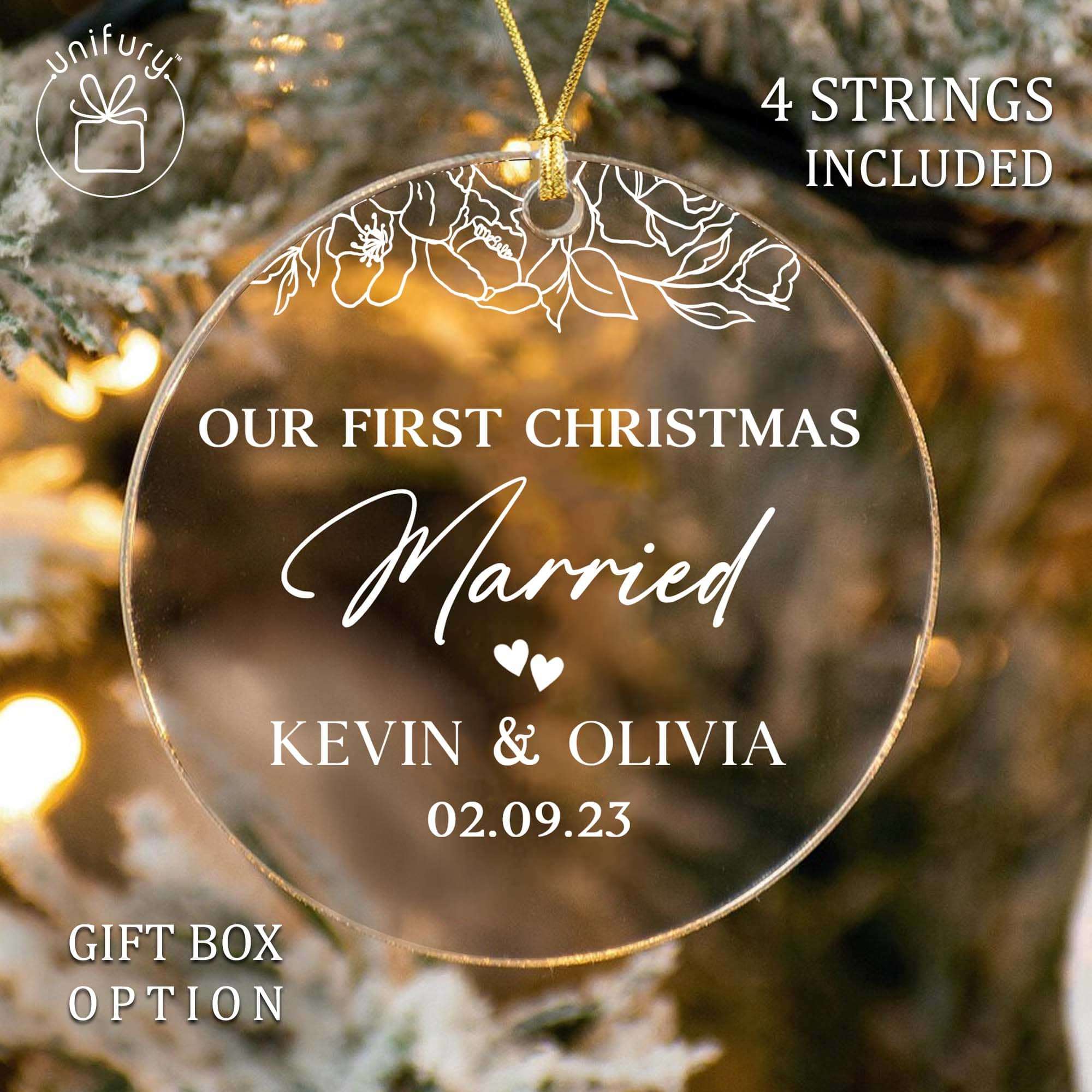 Couple Gift Wedding Gift Married Ornament Wedding Date Ornament Calendar  Our First Christmas Newlywed Gift Engagement Gift