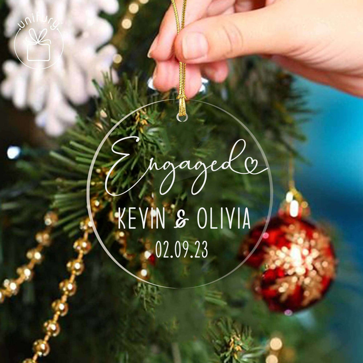 Personalized  Minimal Engaged Acrylic Ornament