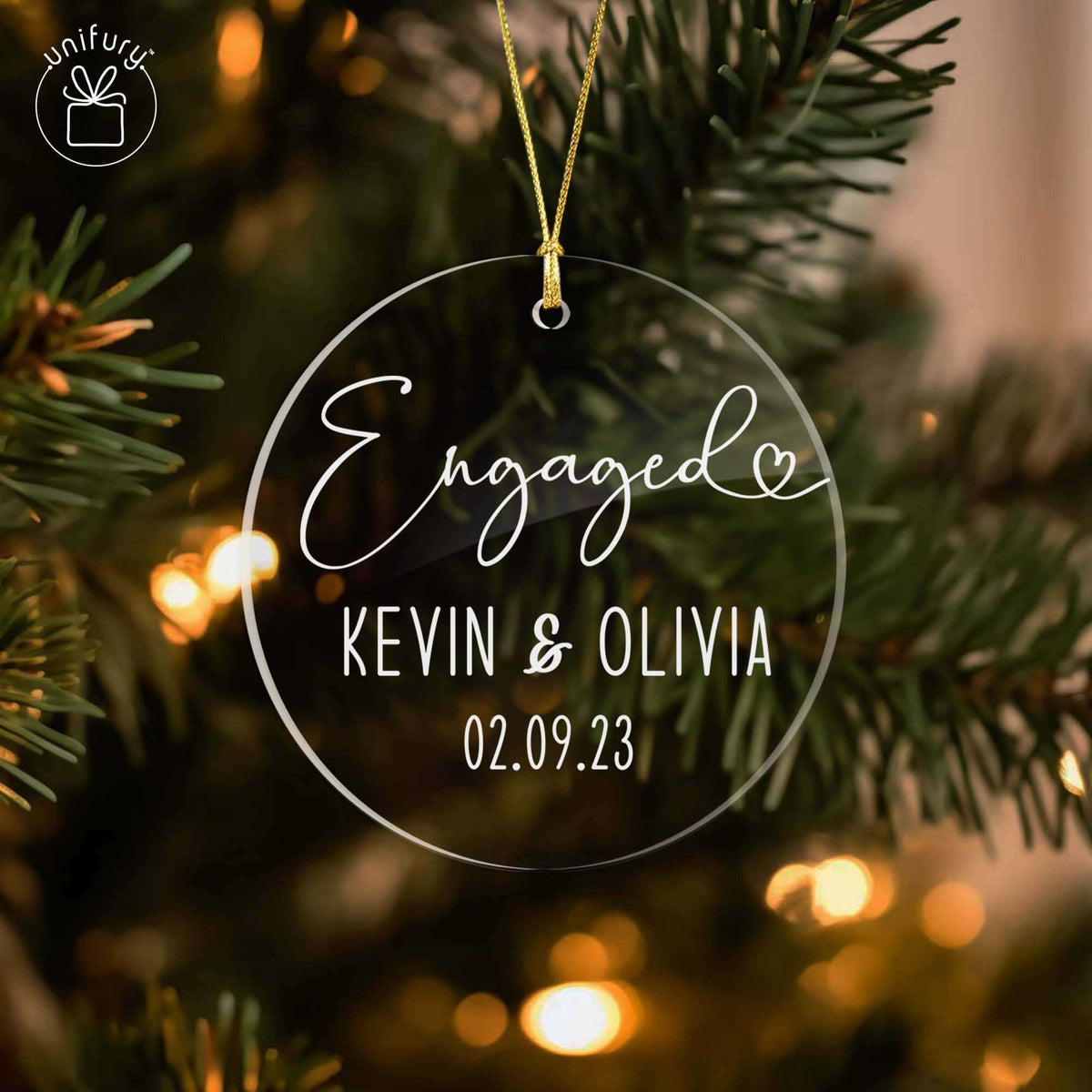 Personalized  Minimal Engaged Acrylic Ornament