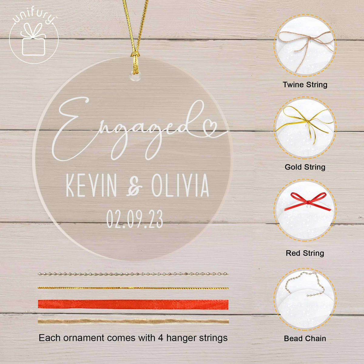 Personalized  Minimal Engaged Acrylic Ornament