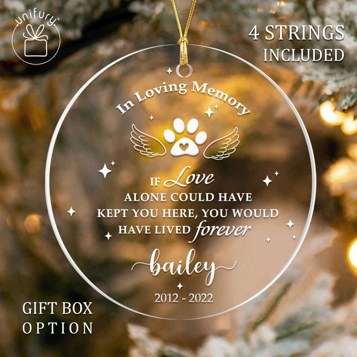 Custom Dog memorial Shape  Acrylic Ornament