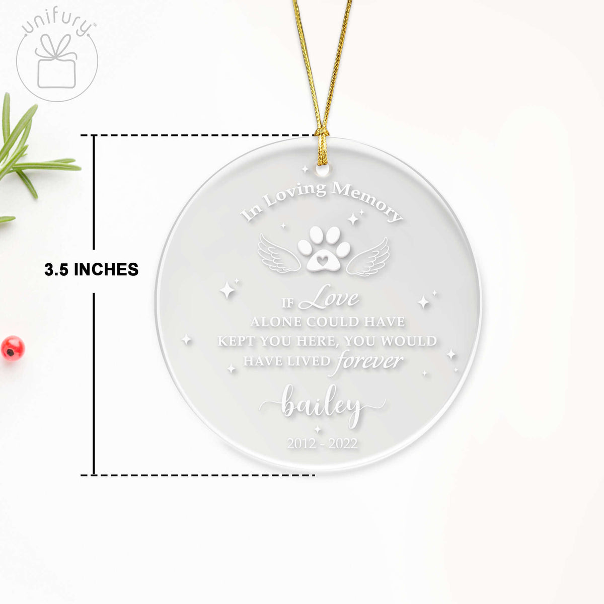 Custom Dog memorial Shape  Acrylic Ornament