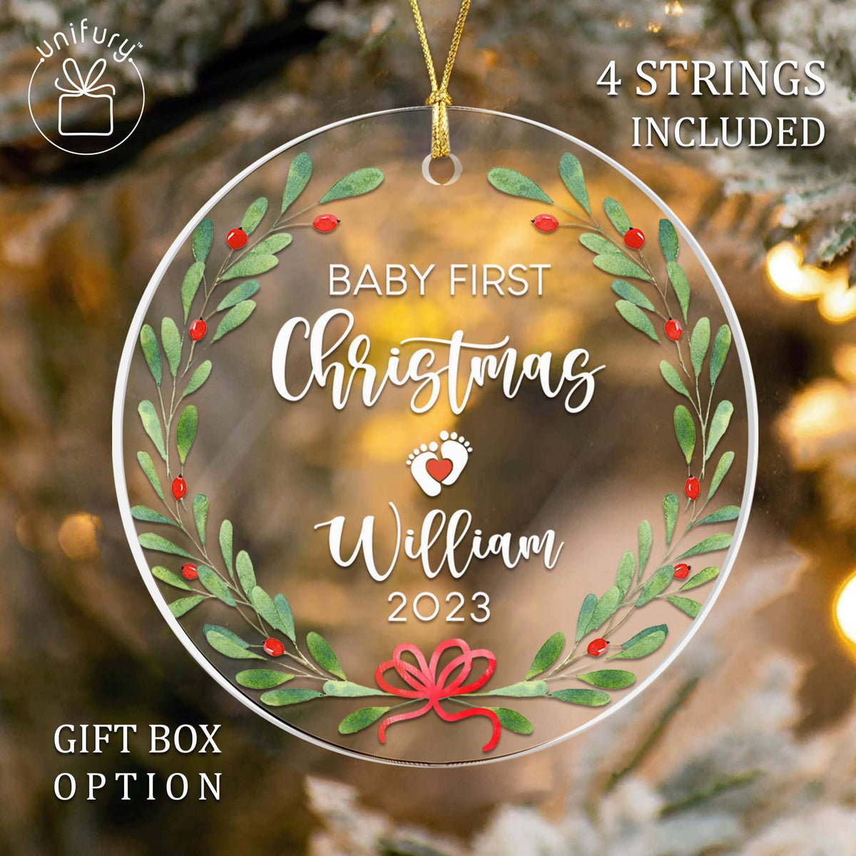 Customized Baby&#39;s First Xmas New Baby Gift Acrylic Ornament