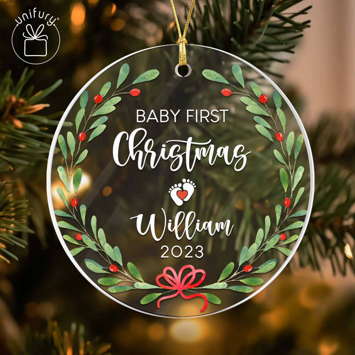 Customized Baby&#39;s First Xmas New Baby Gift Acrylic Ornament