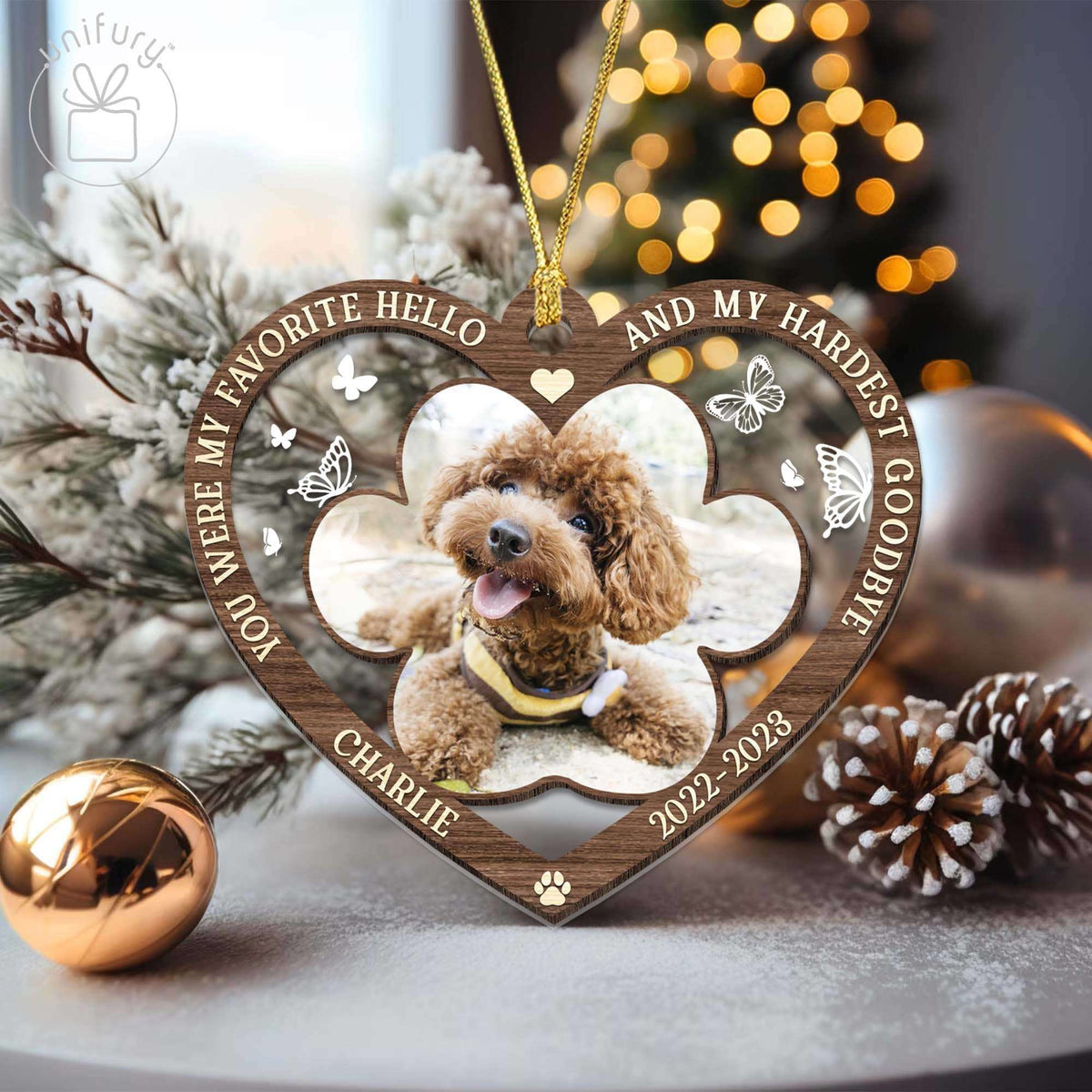 My Favorite Hello And My Hardest Goodbye Custom Acrylic and Wood Ornament