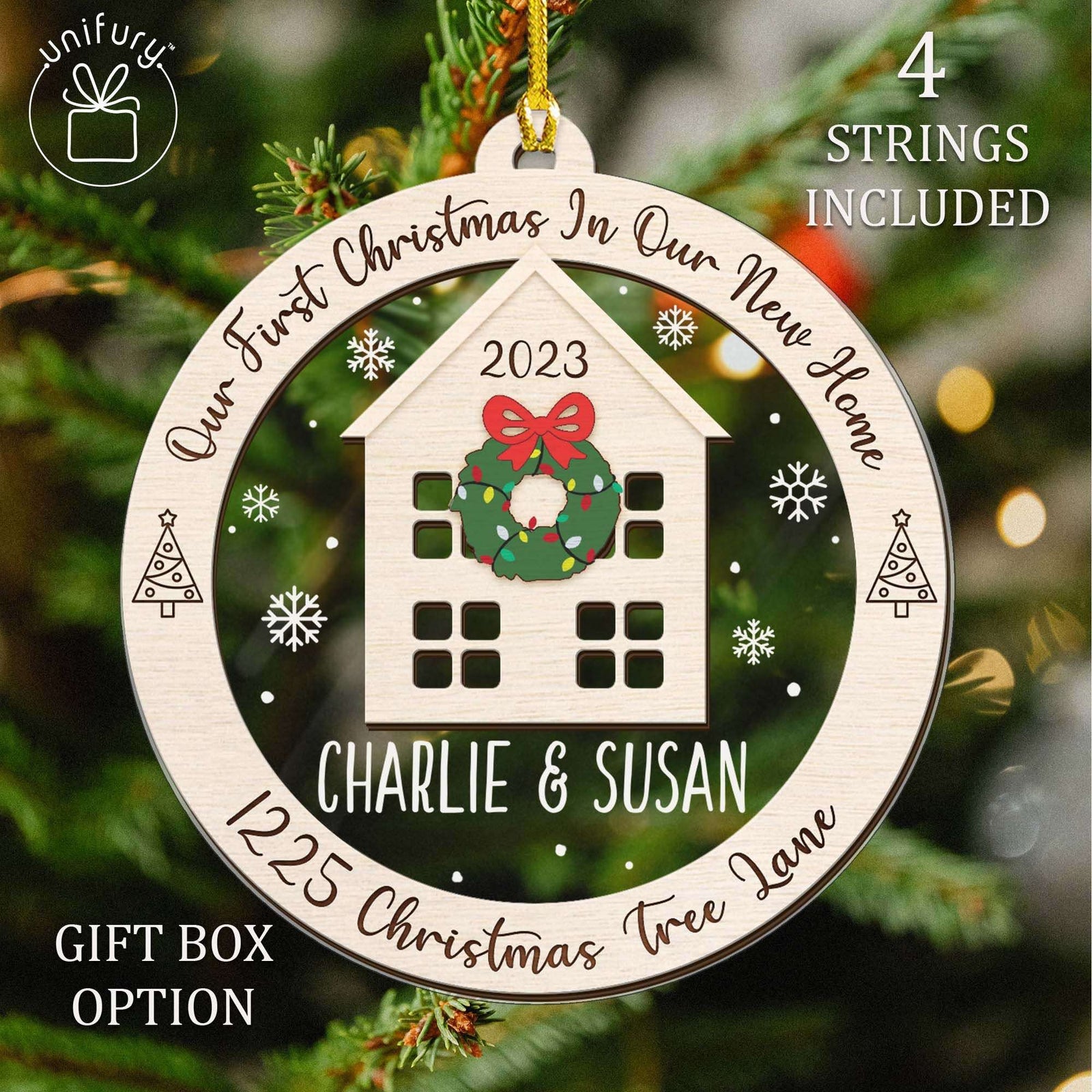 Basic Color Family New Home Customized Wood and Acrylic Ornament