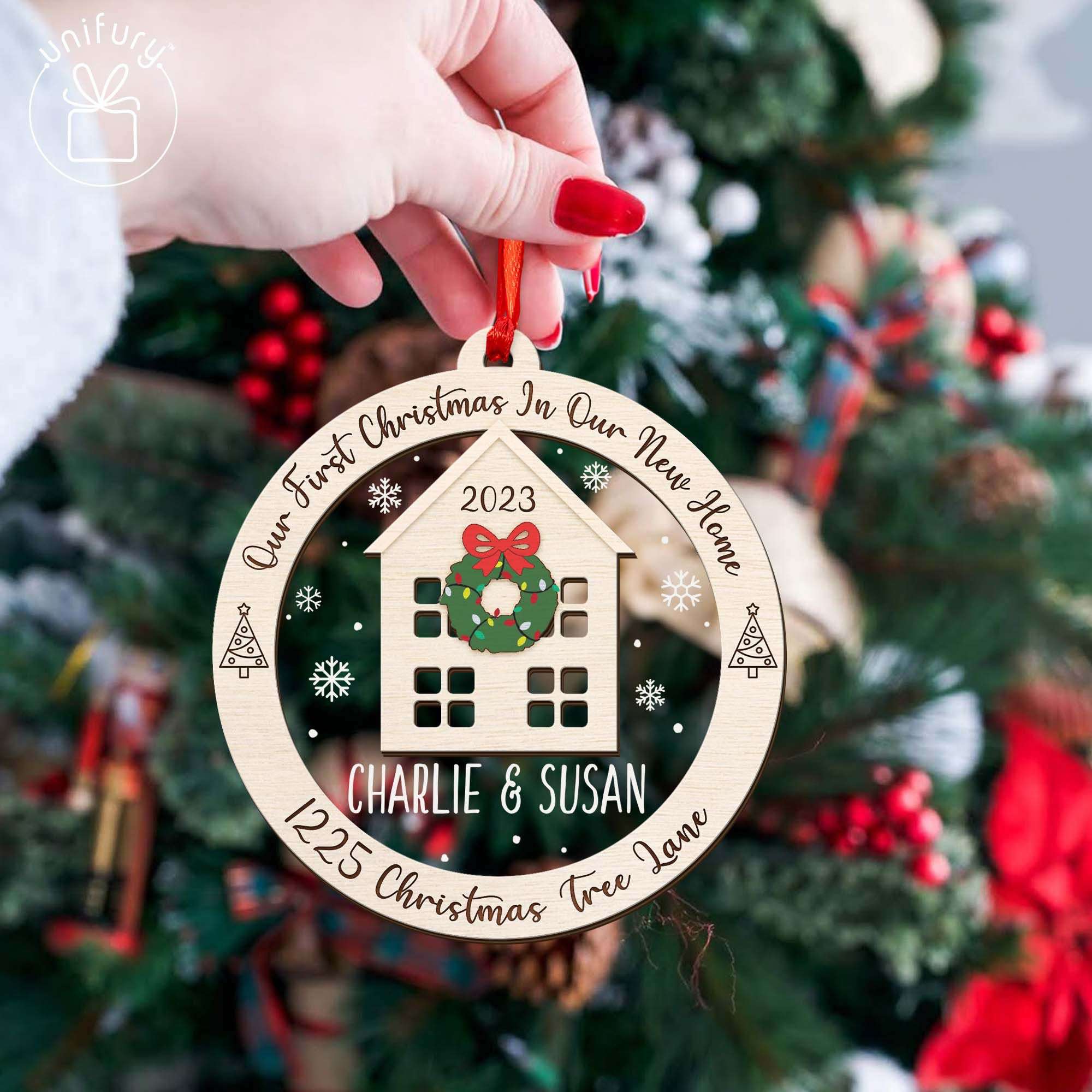 Unique North Pole Family Christmas Wood and Acrylic Ornament - Unifury
