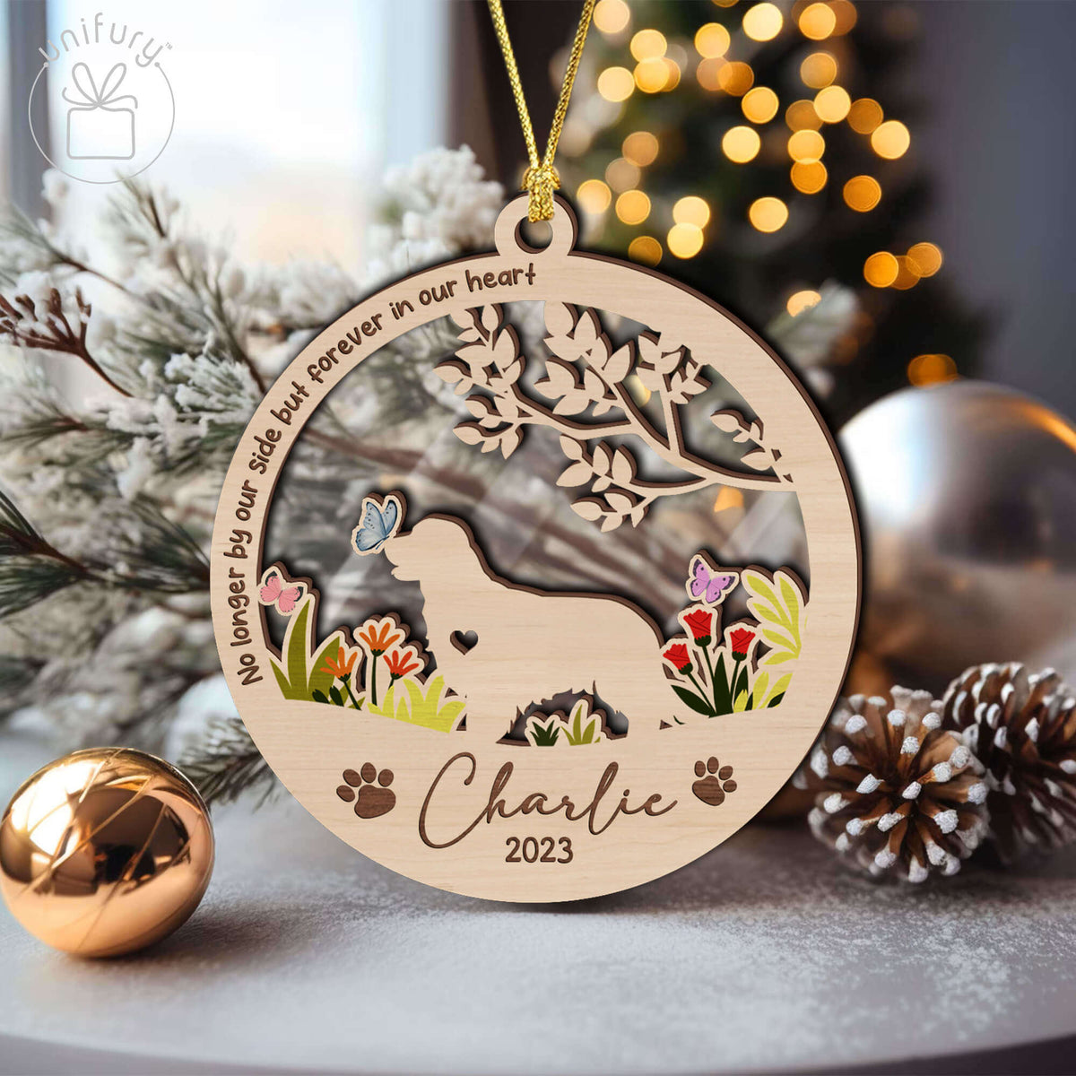 Personalized In Loving Memory of a Dog Shape Acrylic and Wood Ornament