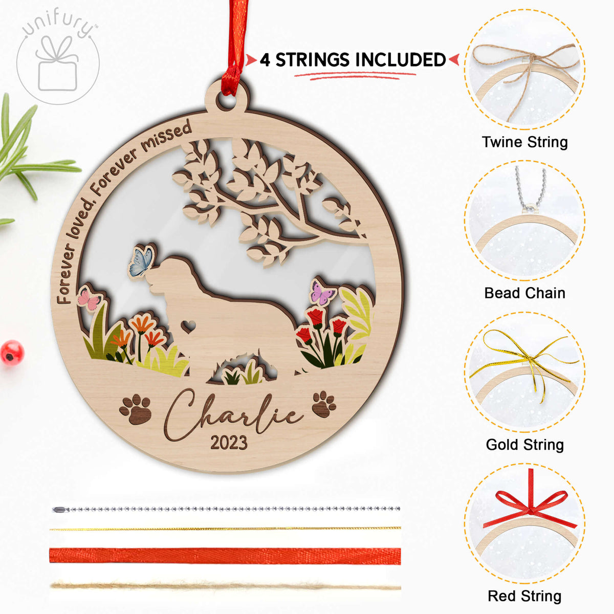 Dog Memory Dog Lovers Custom Shape Acrylic and Wood Ornament