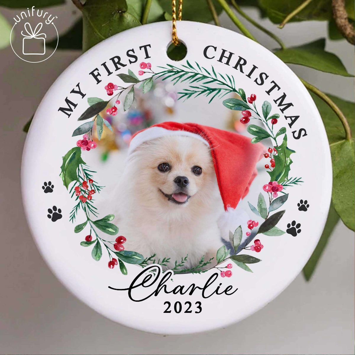 First Christmas Puppy Ceramic Circle Ornaments