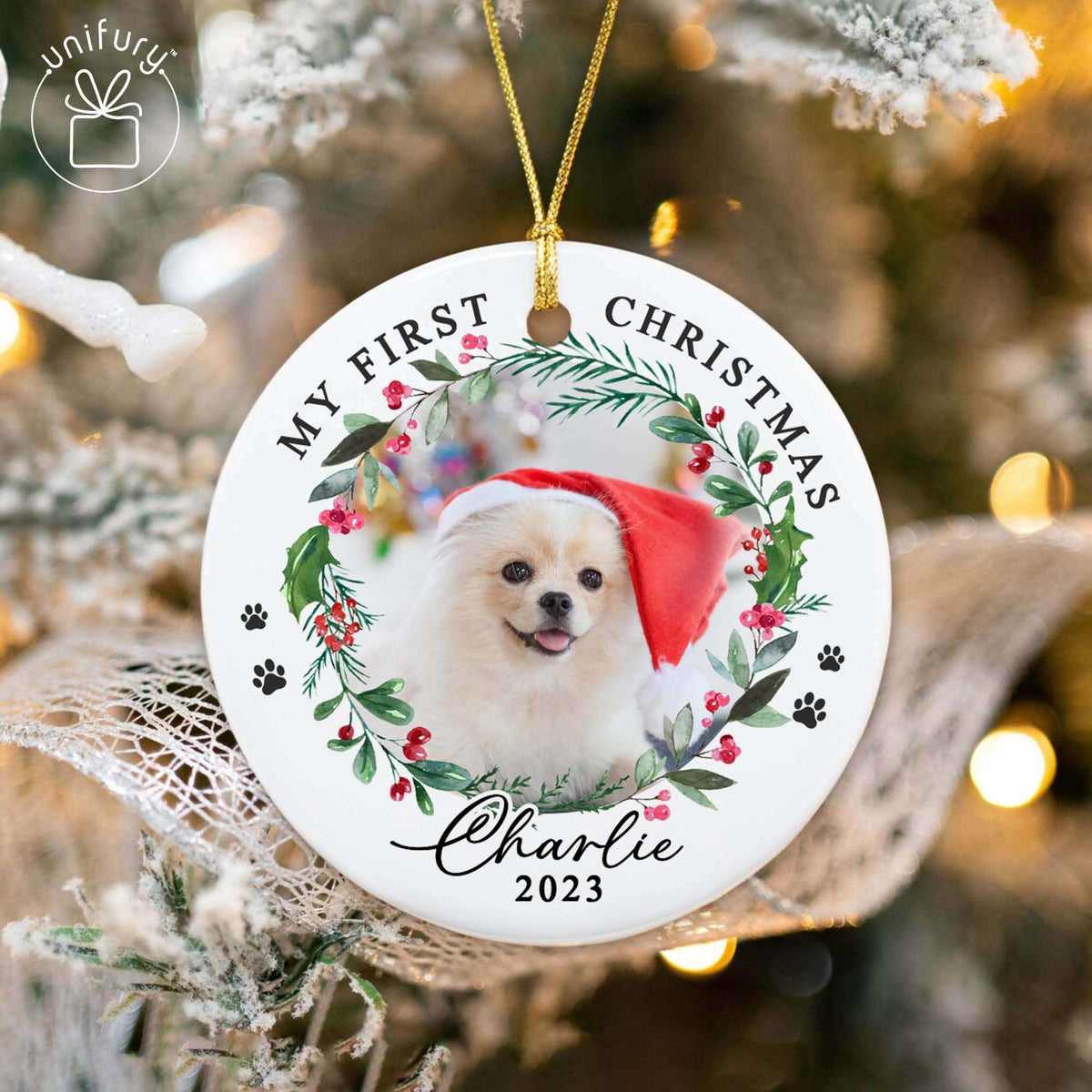 First Christmas Puppy Ceramic Circle Ornaments
