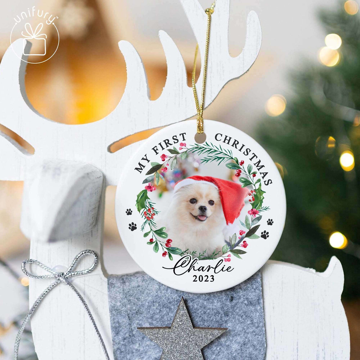 First Christmas Puppy Ceramic Circle Ornaments
