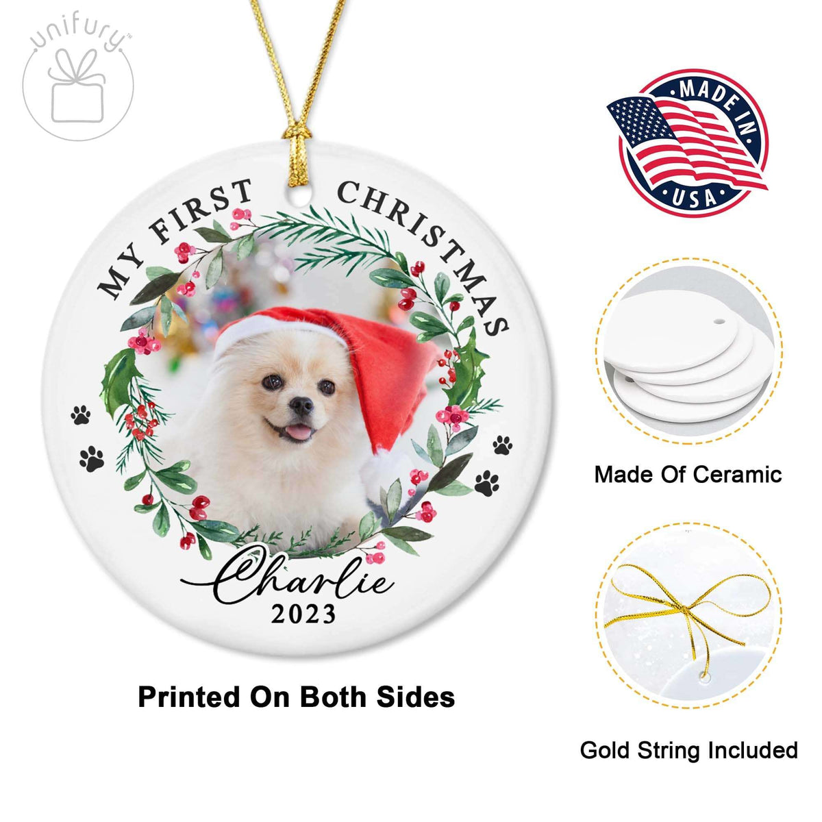 First Christmas Puppy Ceramic Circle Ornaments