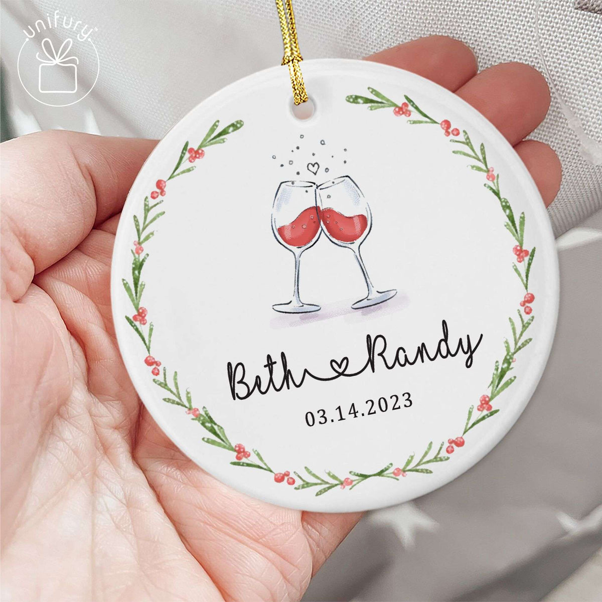 Married Basic Color Ceramic Circle Ornament