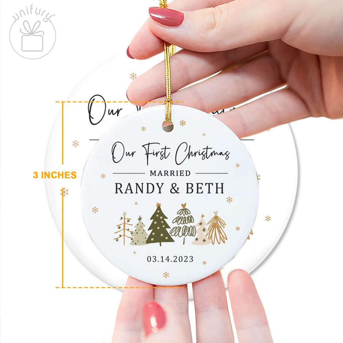 First Christmas Married Basic Color Ceramic Circle Ornament