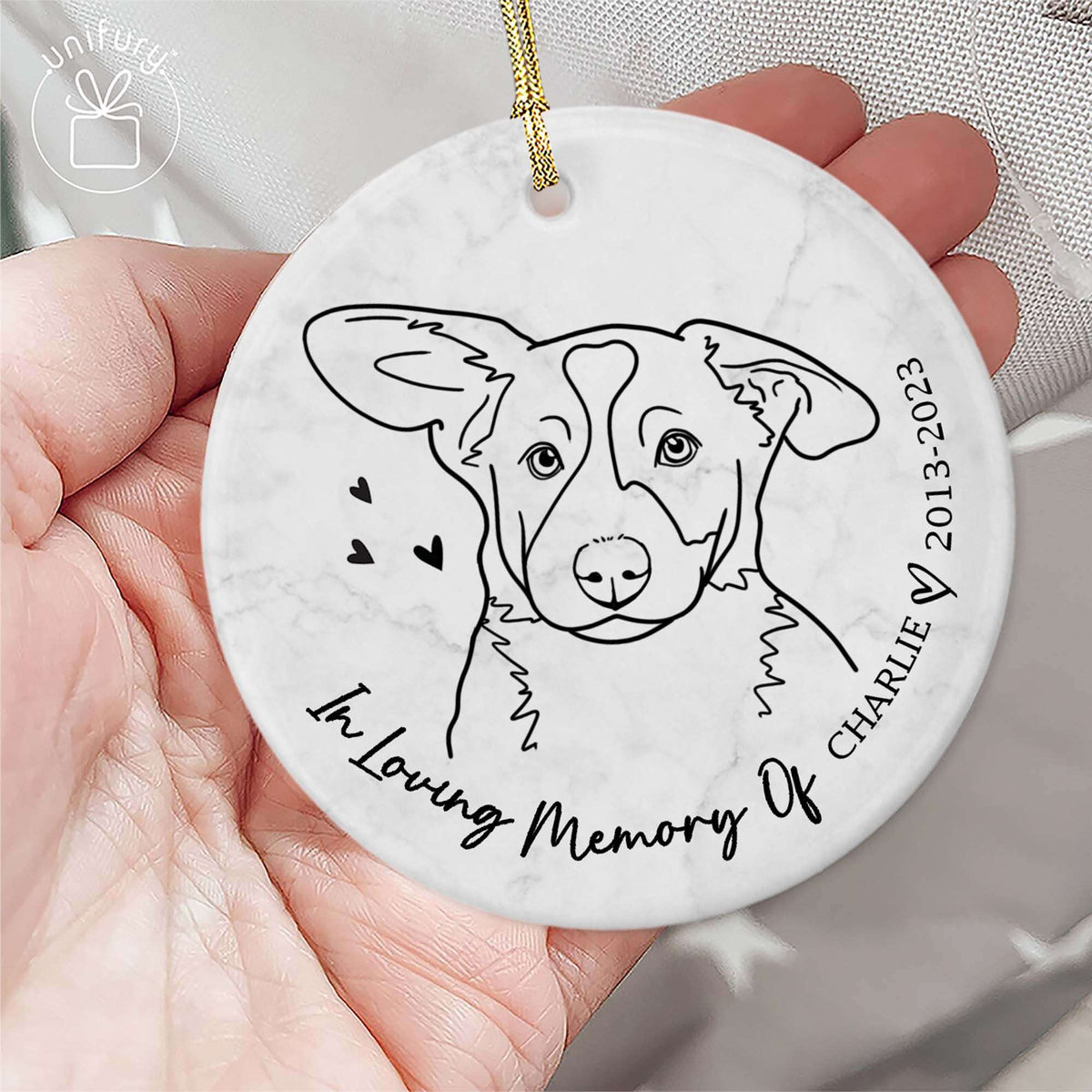 Personalized Custom Pet Line Art Memorial Ceramic Circle