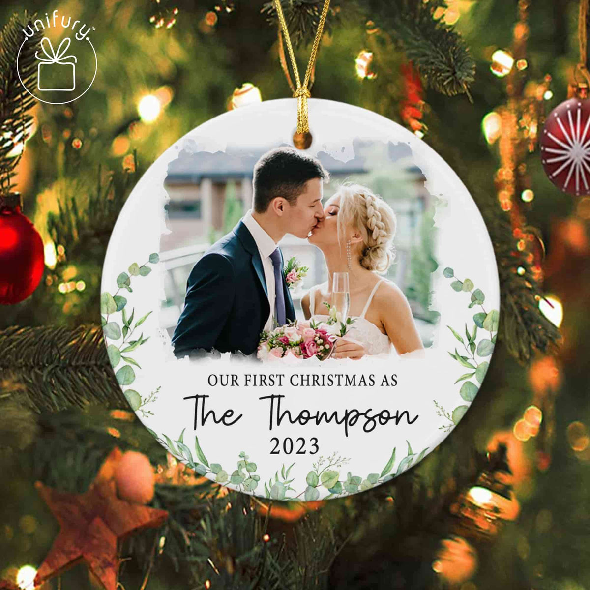 Newly Wedding Leaves Ceramic Circle Orament