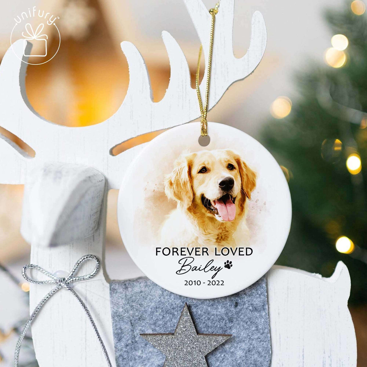 Memorial Dog Christmas Ceramic Circle Ornaments