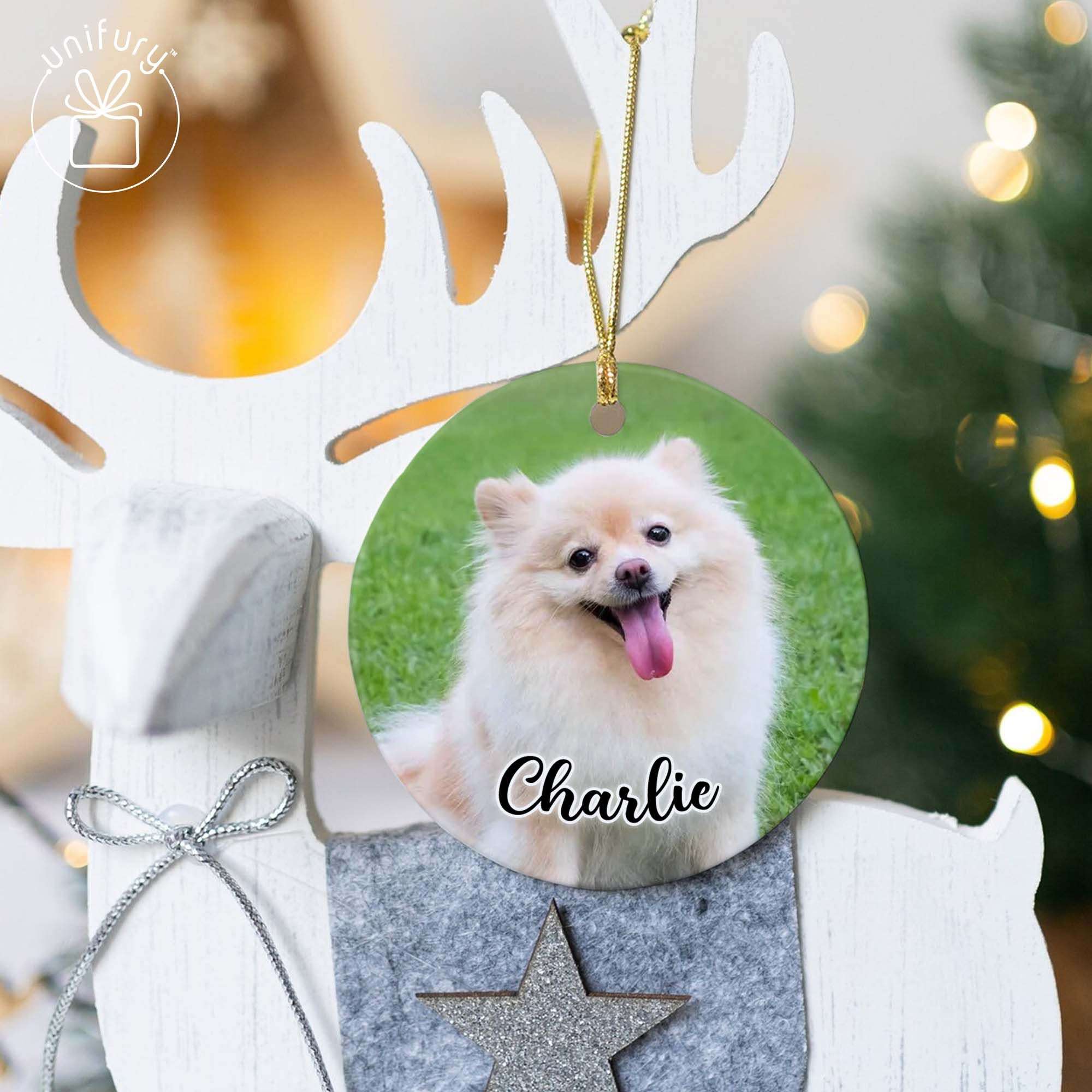  Unifury Custom Dog Ornament with Picture, Christmas Photo Ornament  Dog Ornaments in Memory, Wooden Pet Ornaments, Custom Photo Ornament  Christmas Picture, Style 5 : Pet Supplies