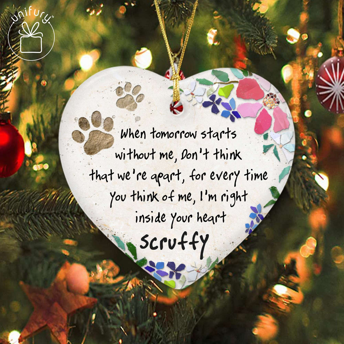 You Inside My Heart Dog Lovers Ceramic Heart Ornaments