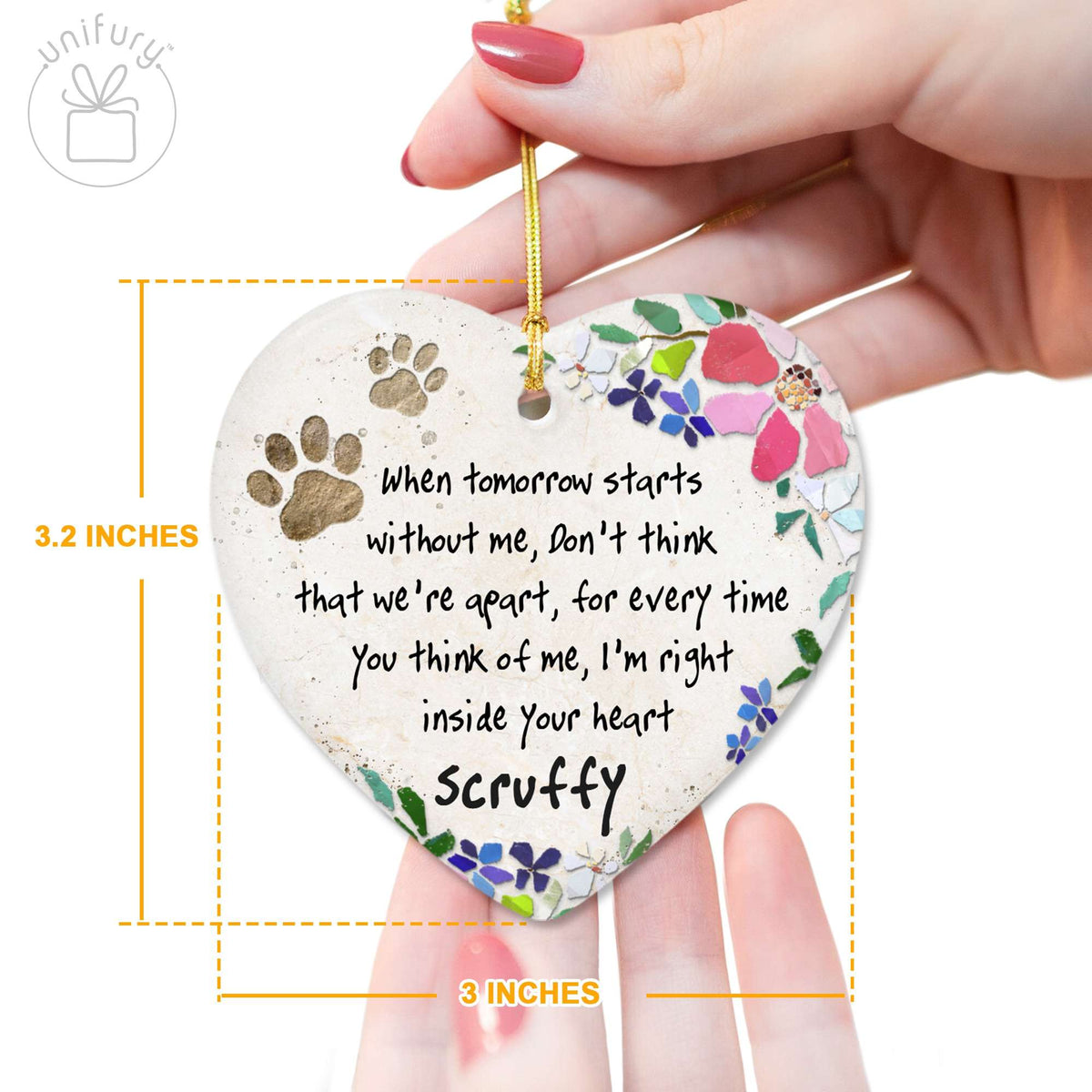 You Inside My Heart Dog Lovers Ceramic Heart Ornaments