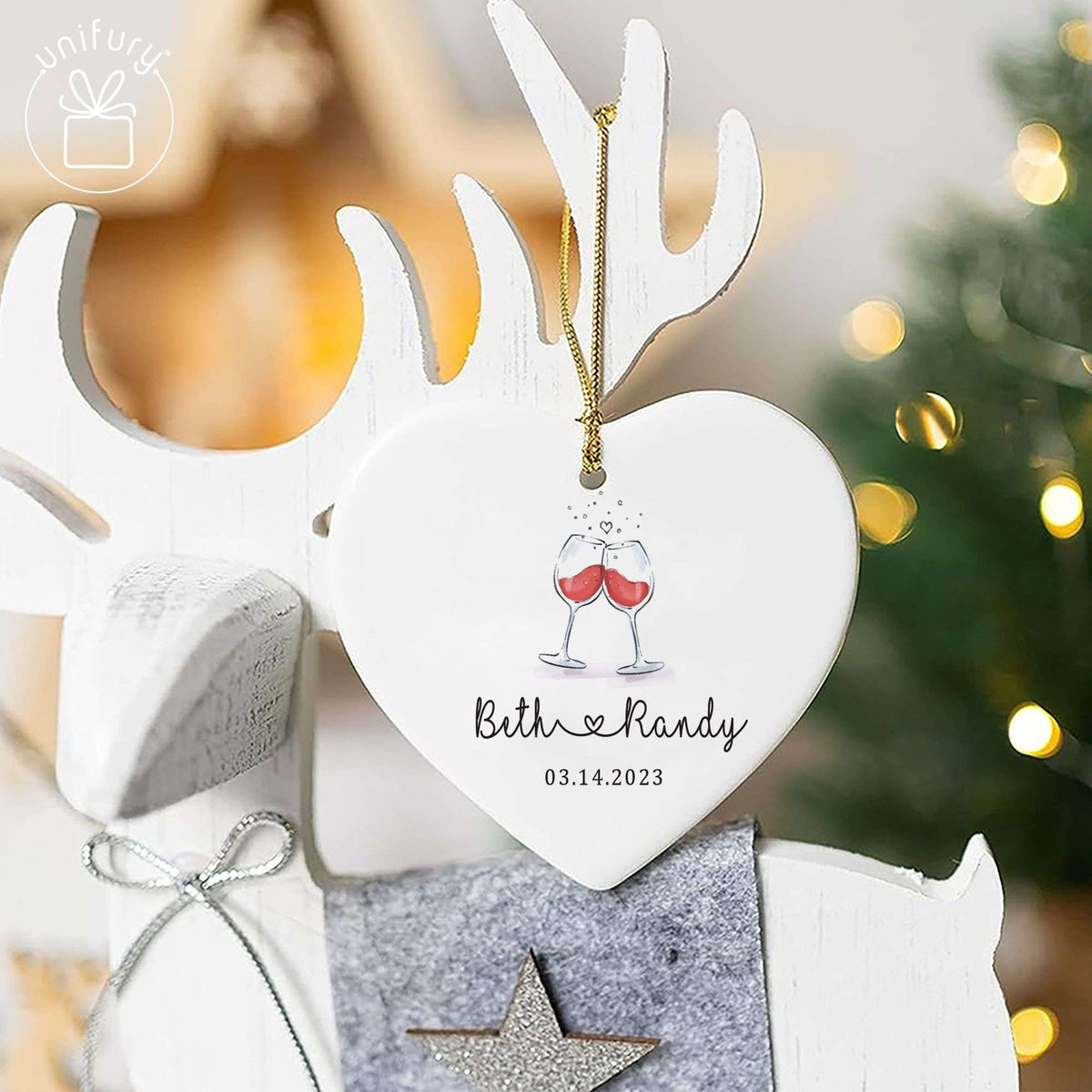 Married Basic Color Ceramic Heart Ornament