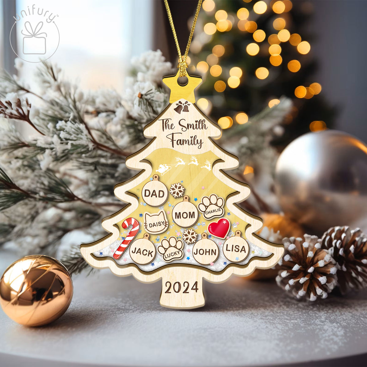Custom Christmas Tree Family 4D Shake Ornament