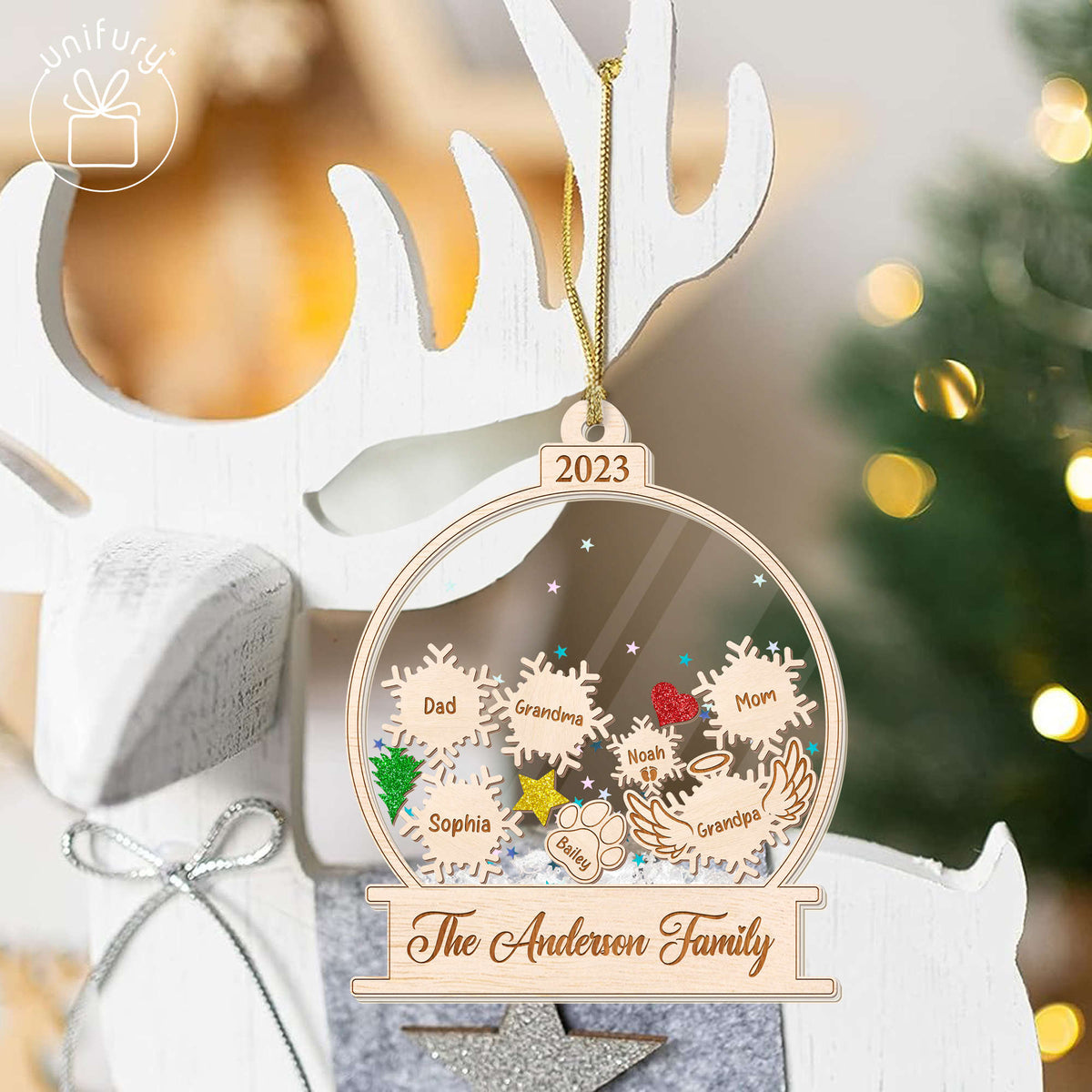 Snow Globe Snowflake Family Christmas Shaker Ornament