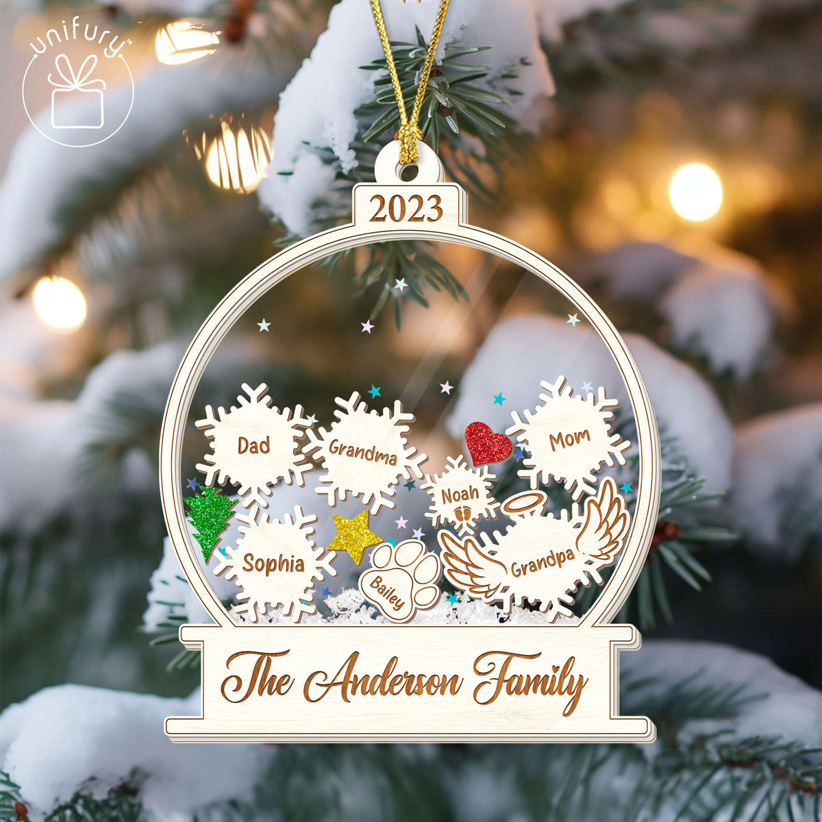 Snow Globe Snowflake Family Christmas Shaker Ornament