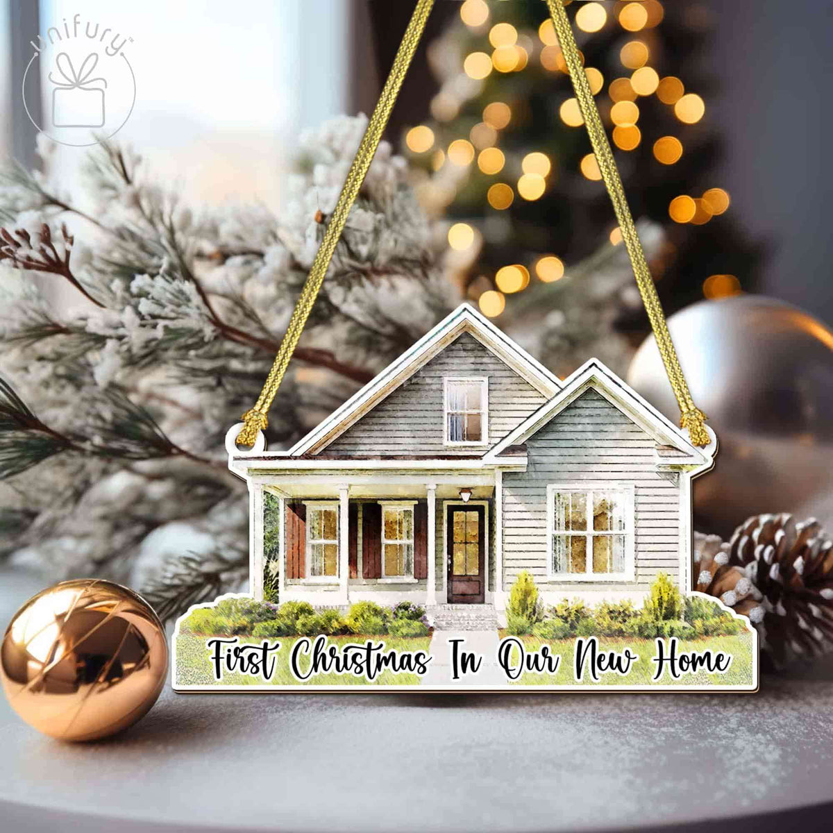 Personalized Family First Christmas House Wooden Ornaments