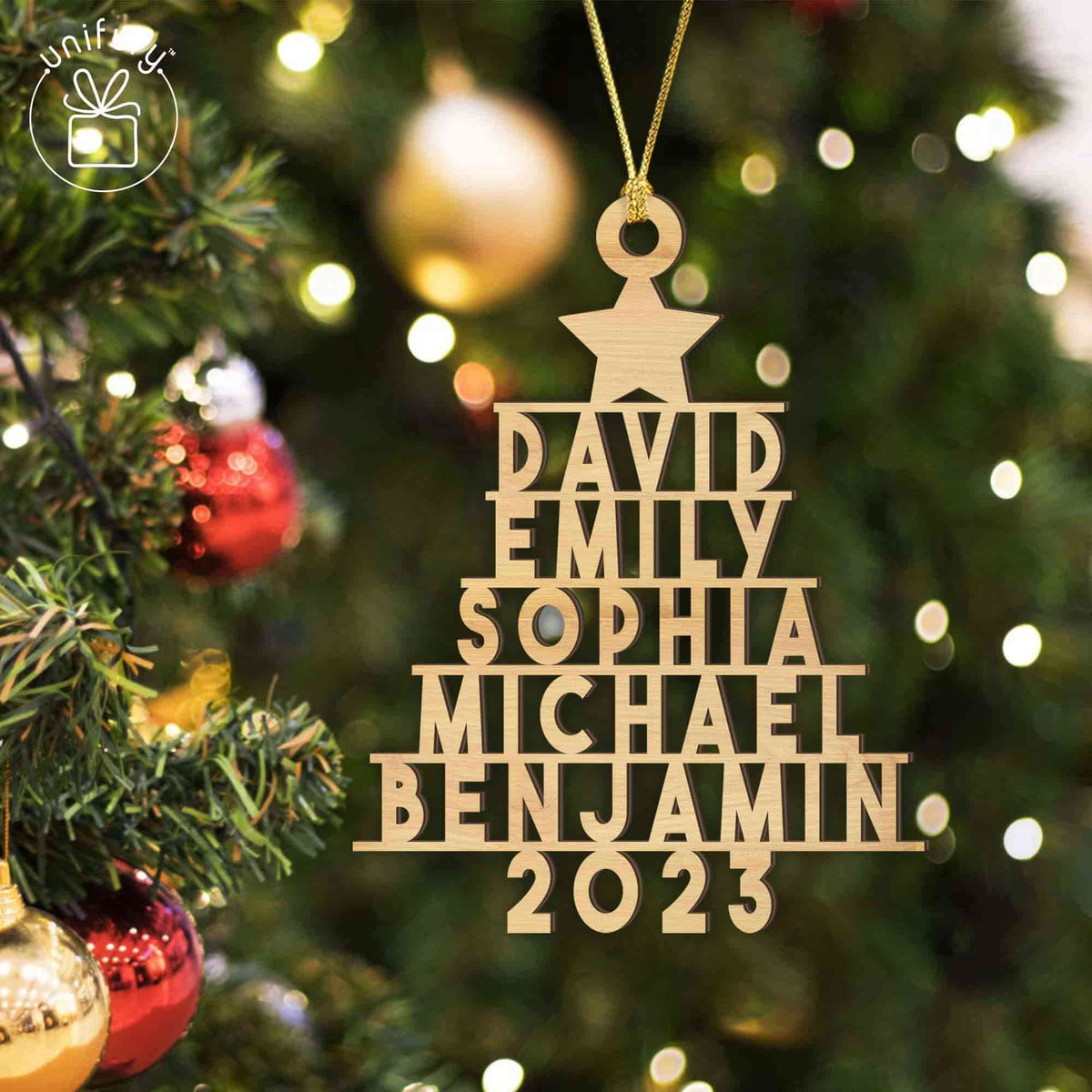 Family Christmas Tree Name Personalized Wooden Ornaments
