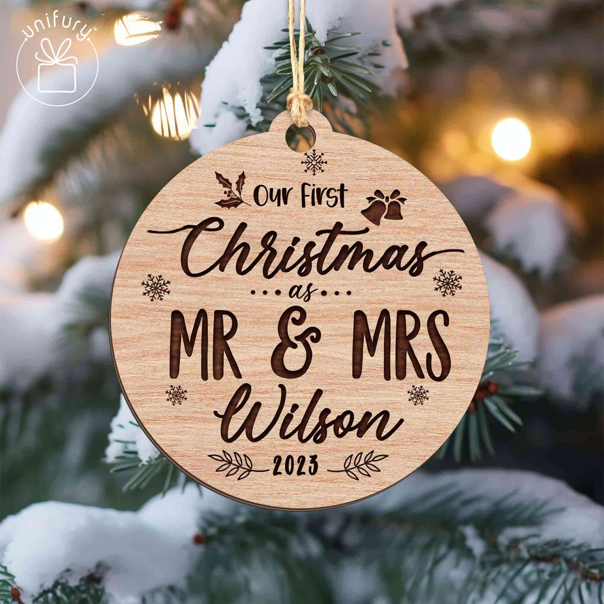 Our First Christmas Married Ornament 2023,Just Married Gifts for Couple,Mr  and M