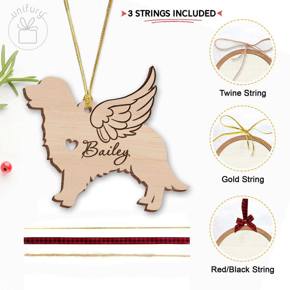 Angel Dog Wings Custom Shape Wooden Ornament for Dog Lovers