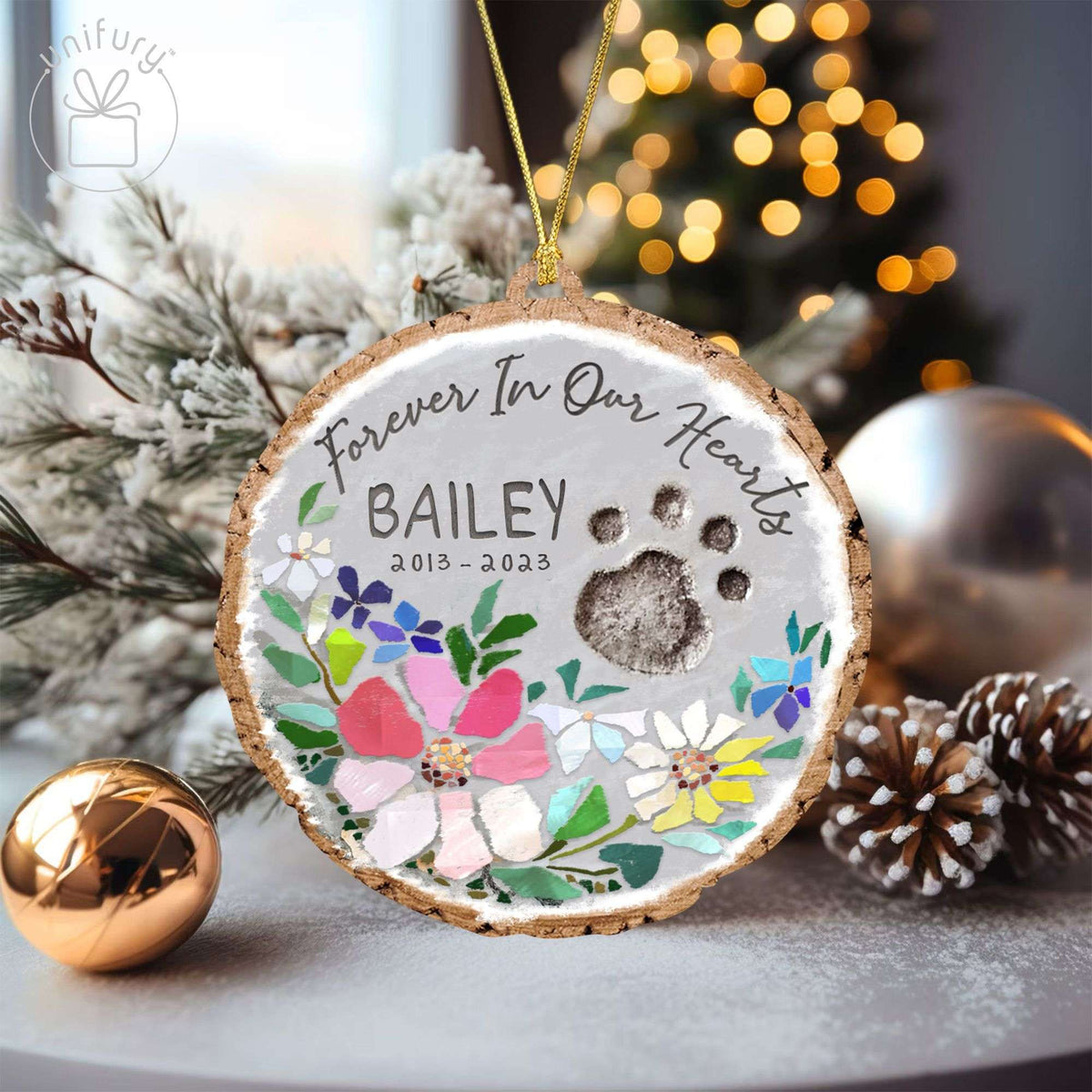 Custom Shape Wooden Ornament Floral Pet Memorial Floral