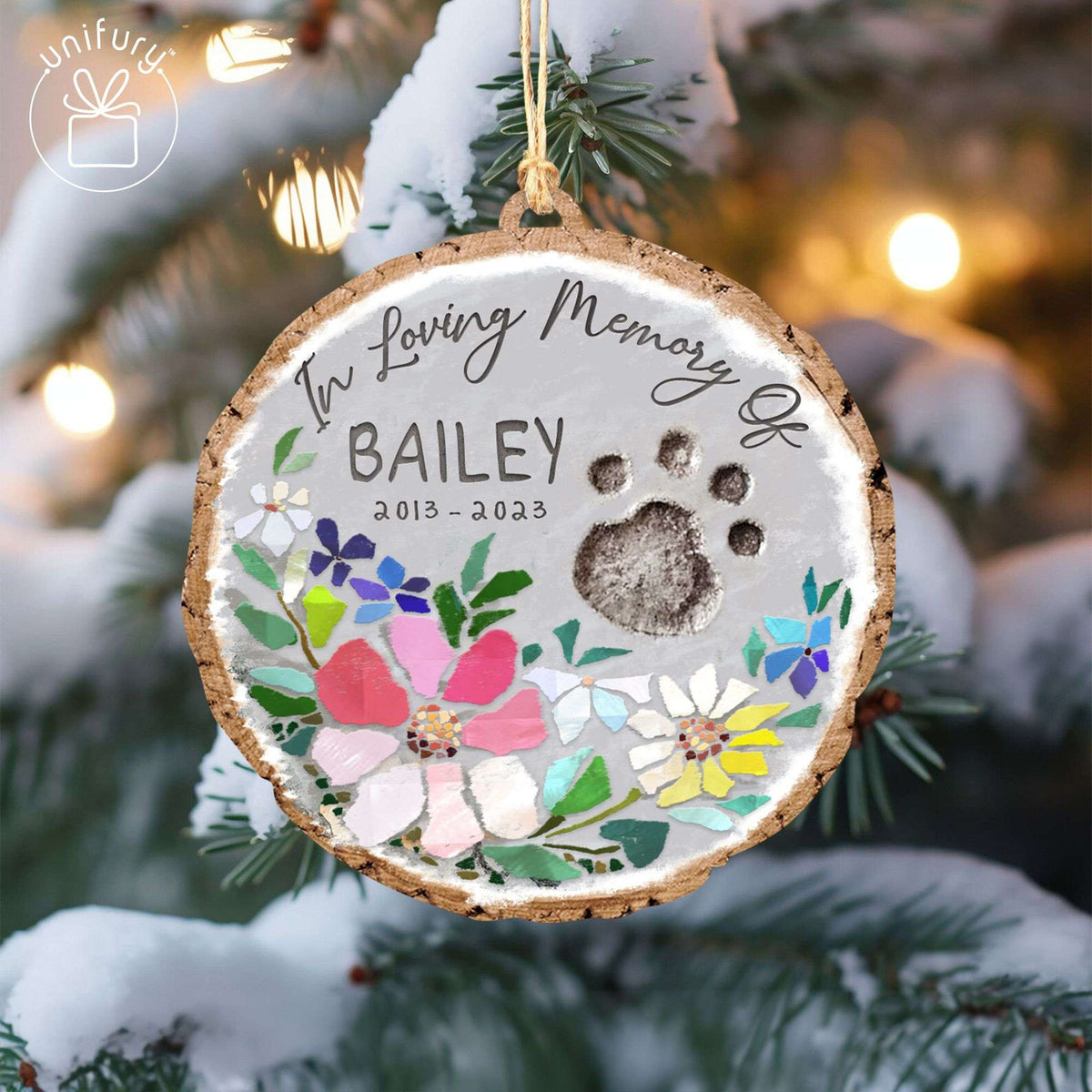 Custom Shape Wooden Ornament Floral Pet Memorial Floral